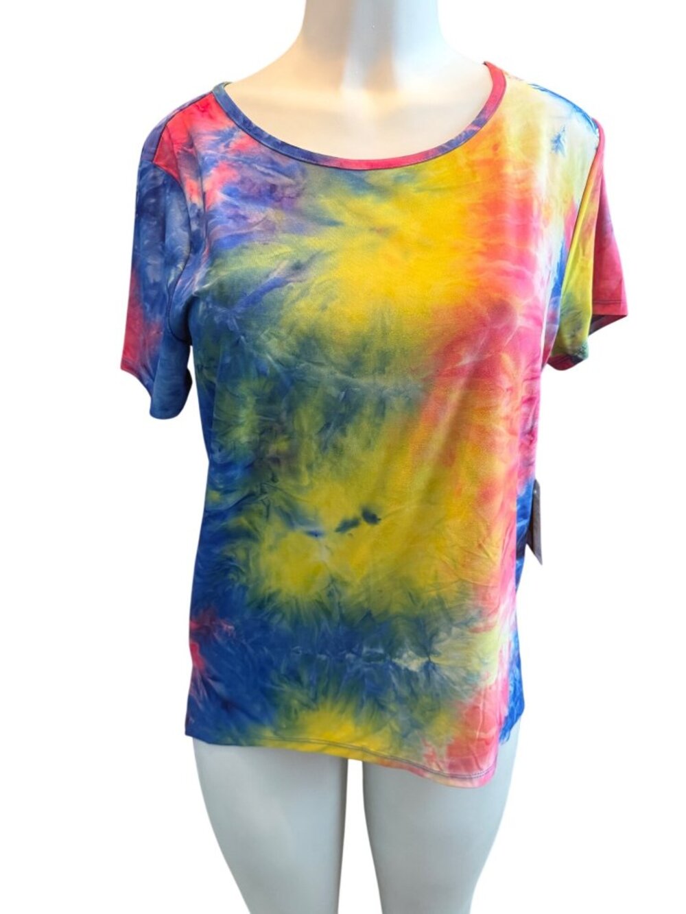Vogo Athletica Tie-Dye Short Sleeve Back Cutout Top L